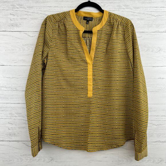 The Limited Yellow Printed Long Sleeve Blouse Size M - Picture 1 of 8